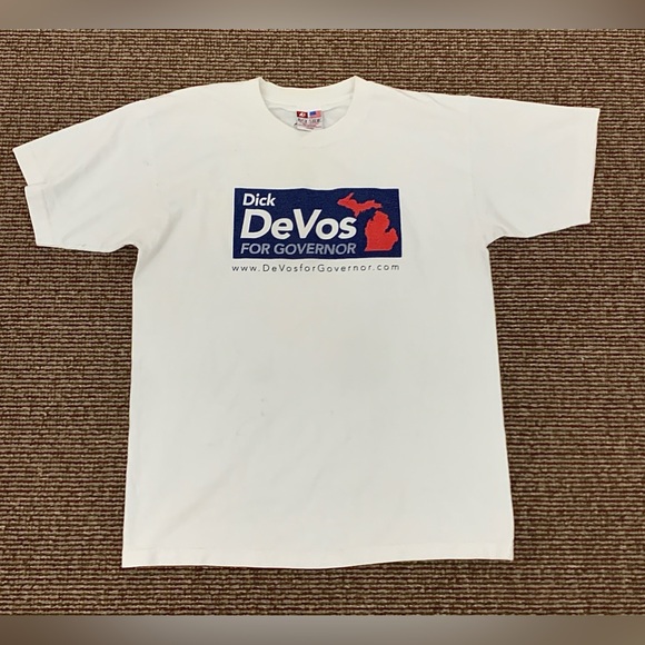 Y2K Vtg Dick Devos for Governor Michigan Large Unisex T Shirt - Picture 7 of 10